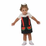 Vestido Dupla Face Poá Melancia + Listras e Flor