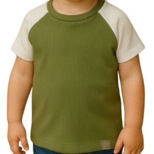 Camisa Infantil Verde com Mangas Brancas