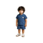 Conjunto Infantil Camisa Polo + Short Azul Marinho