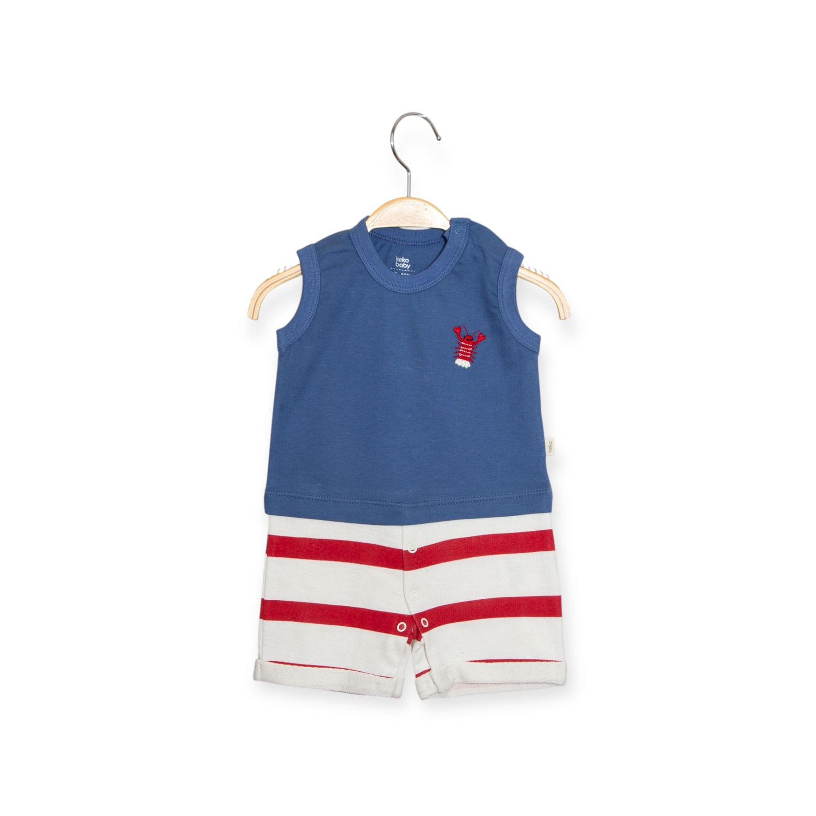 WhatsApp Image 2025-08-13 at 18.23.33 Conjunto Infantil Regata Azul + Short Listrado Vermelho e Branco - Imagem 1